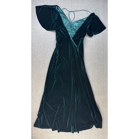 Jenny Yoo Collection Ellis Velvet Dress Open Back Formal Holiday Emerald Green 8 - Picture 3 of 8